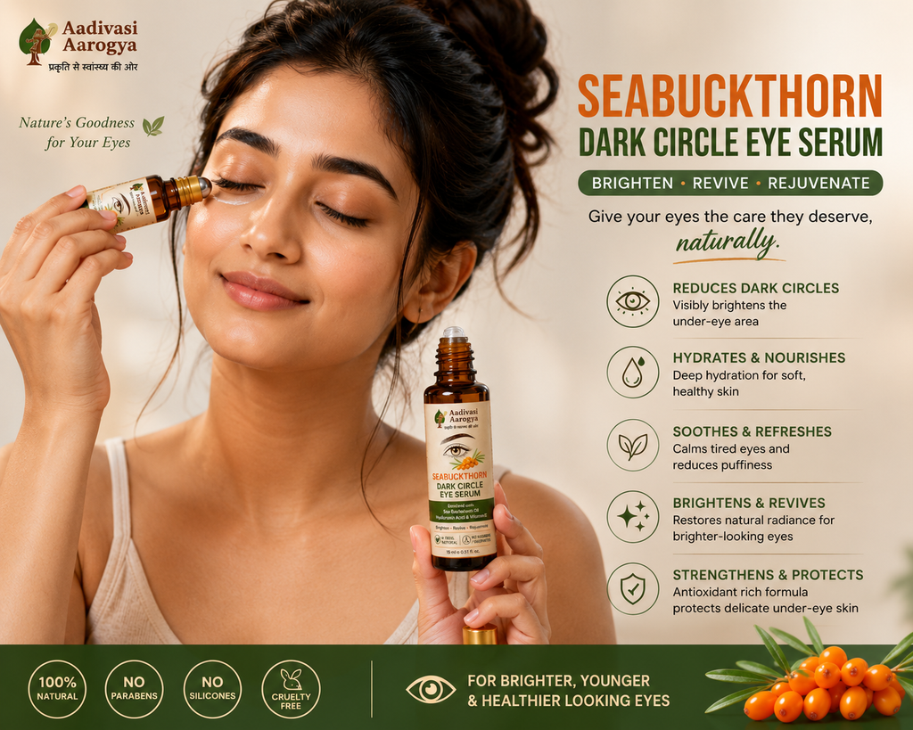 Aadivasi Aarogya Sea Buckthorn Dark Circle Eye Serum | Brightening Roll-On | 100% Natural Eye Care | 15ml